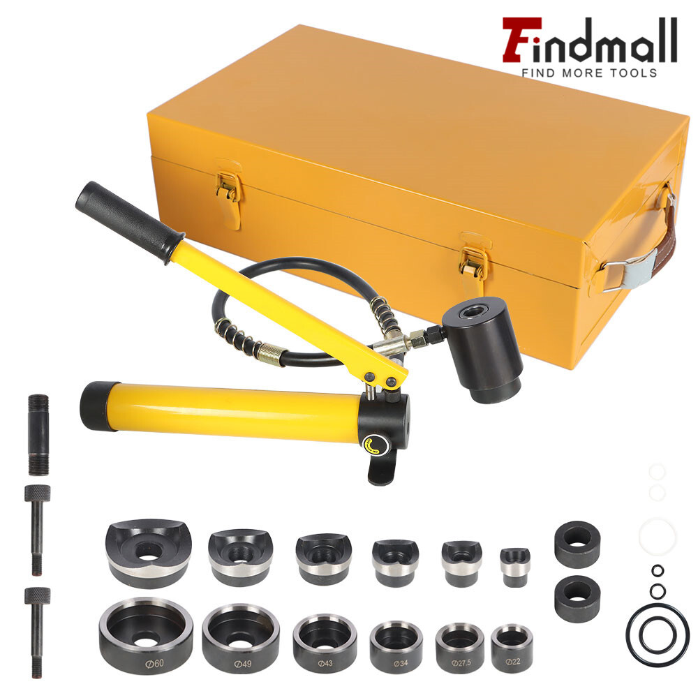 Findmall 10 Ton 1/2″ – 2″ Hydraulic Knockout Punch Driver Tool Kit With 6 Dies