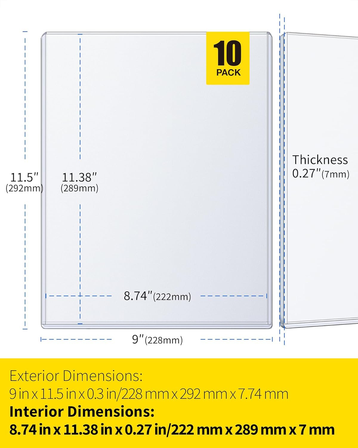 Magazine Toploaders – 7Mm Thick Plastic Sleeves, 9X11.5 Top Loader Binder Magazi