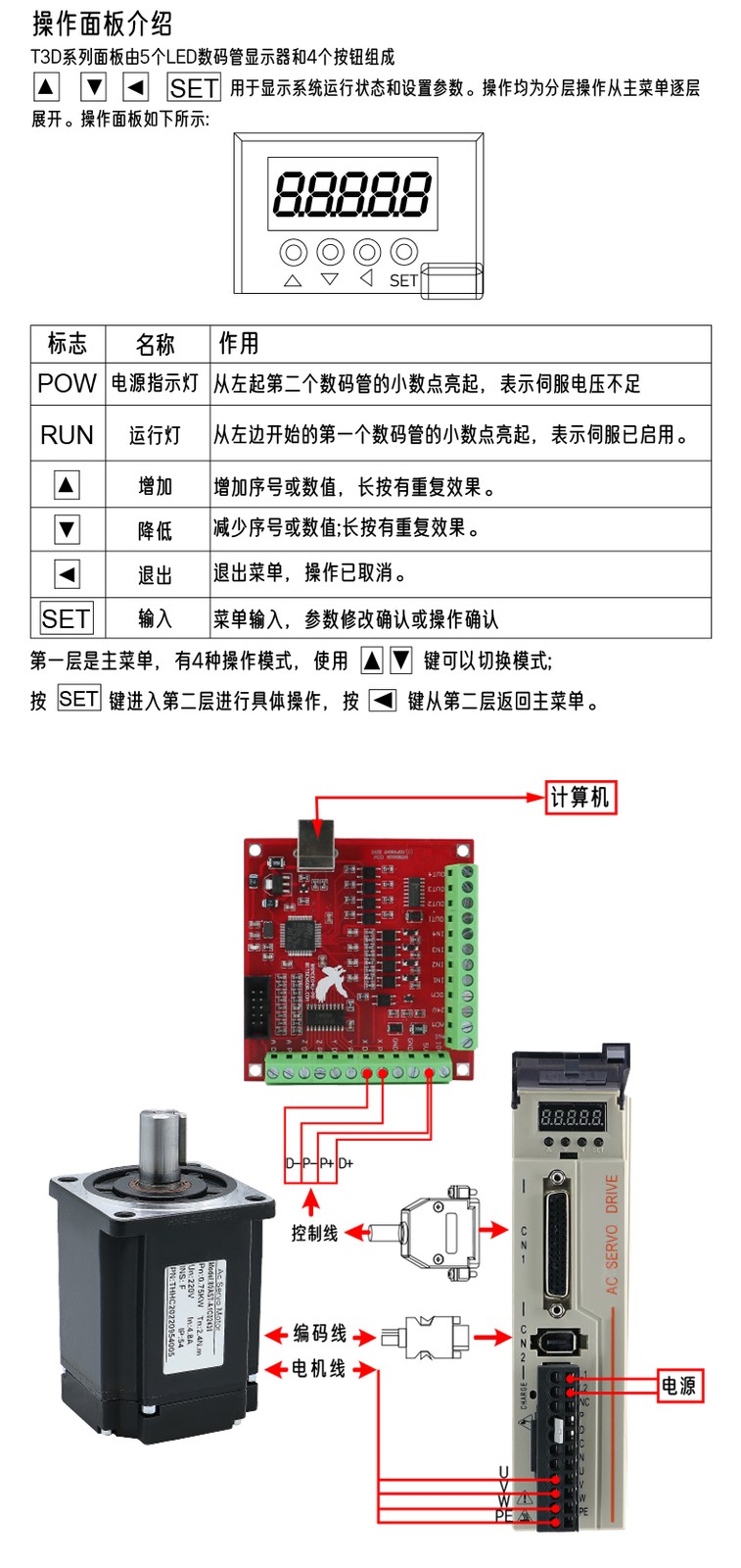 400W 600W 750W 1000W AC Servo Motor Driver CNC Controller Kit 3000rpm 220V