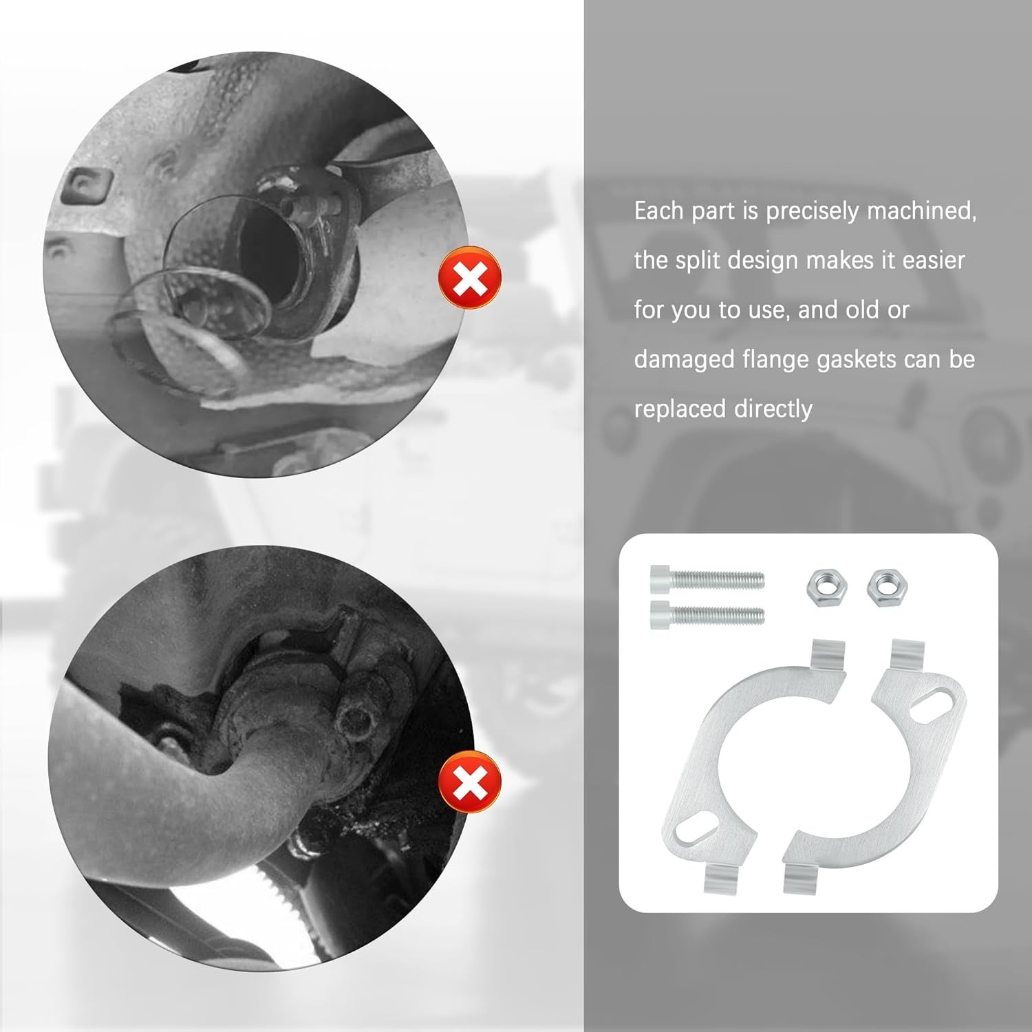2.5 Inch Split Flange Repair Kit with 2 Bolts Carbon Steel Exhaust Flange 1pk