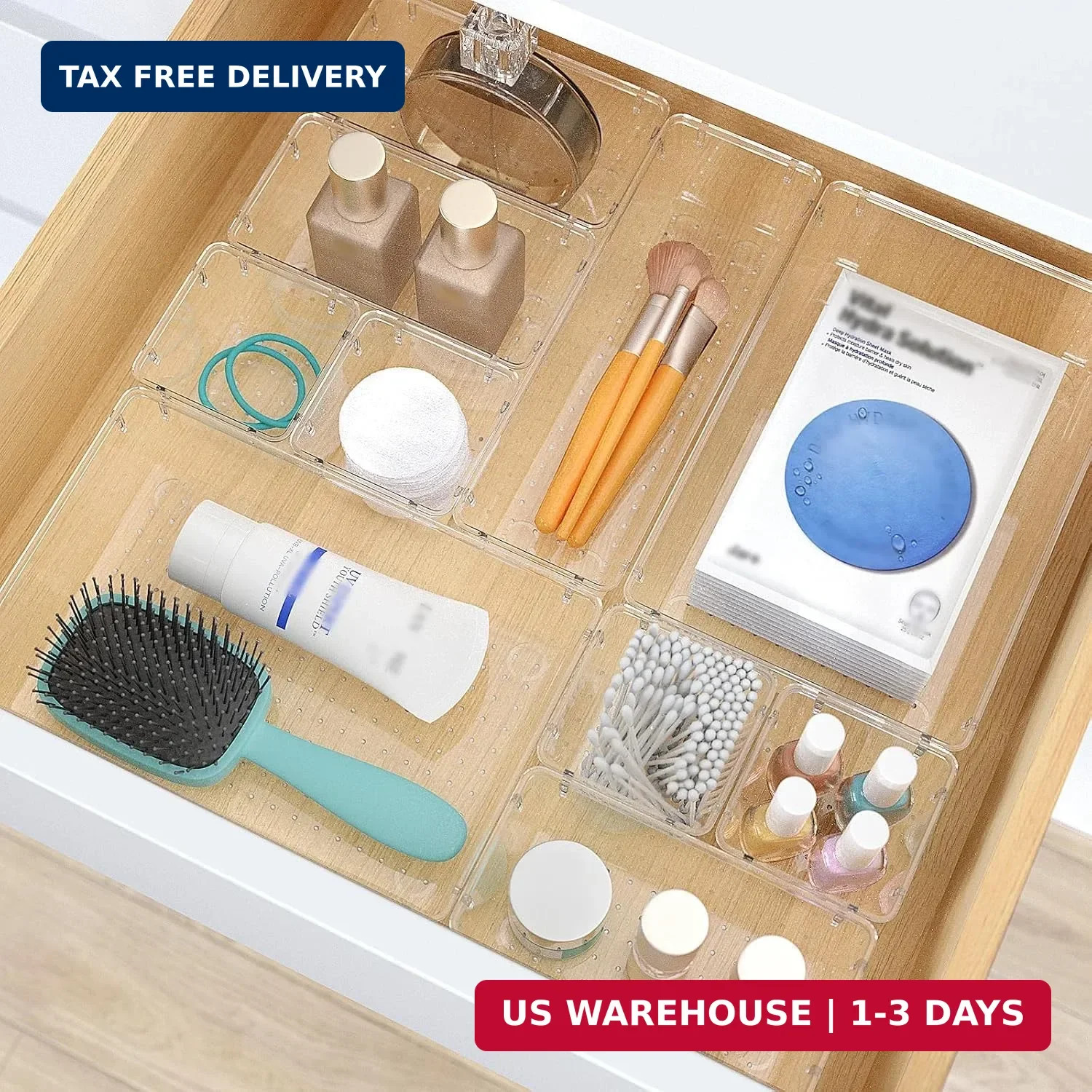 StorMiracle 28 PCS Clear Plastic Drawer Organizers Set, 4 Size Desk Drawer Organ