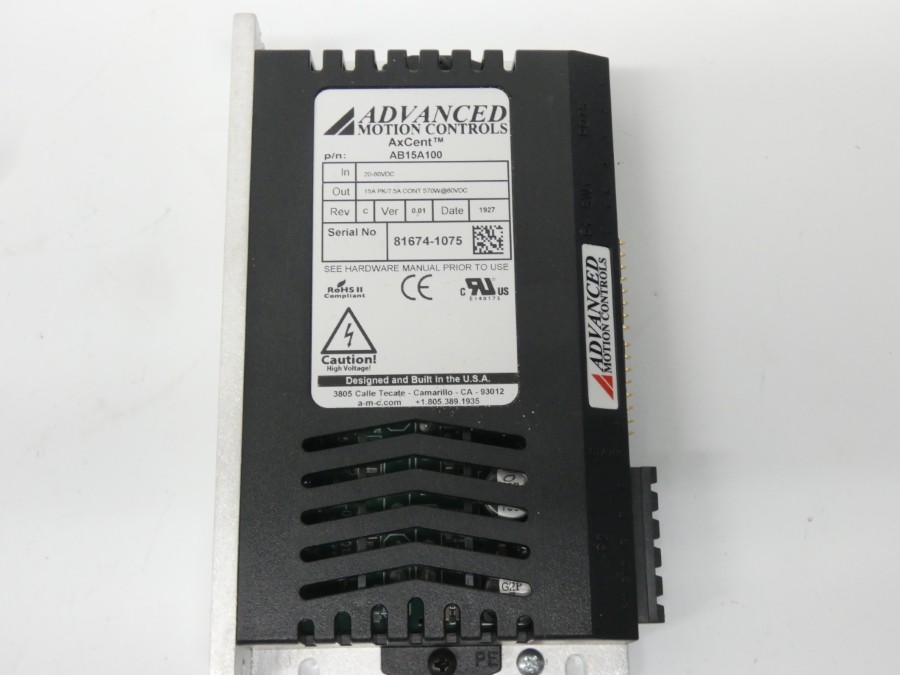ADVANCED MOTION CONTROLS AB15A100 REV. C VER. 0.01 20-80VDC NSMP