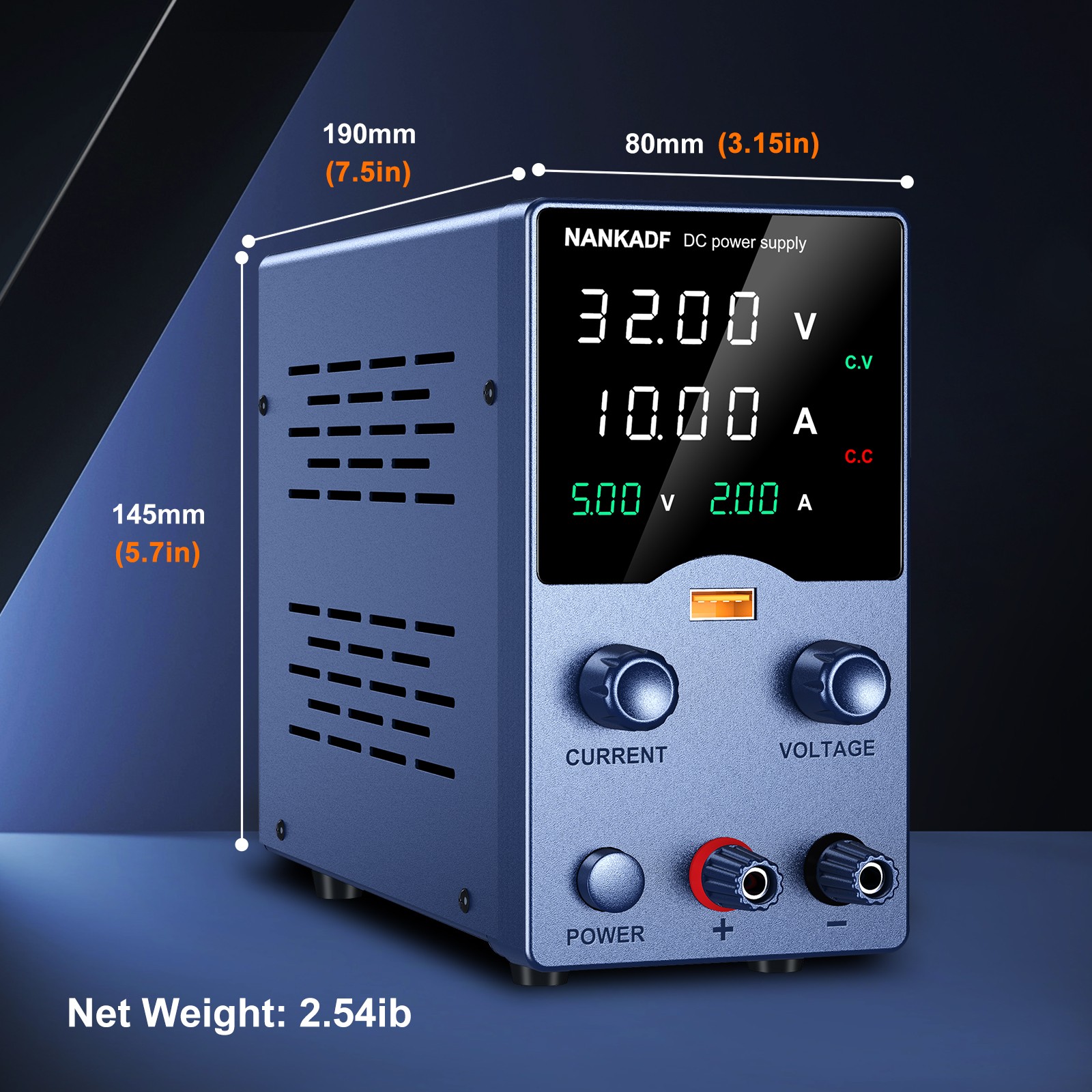 NANKADF DC Adjustable 0-32V 62V 5A 10A Lab Power Supply Variable Bench Switching