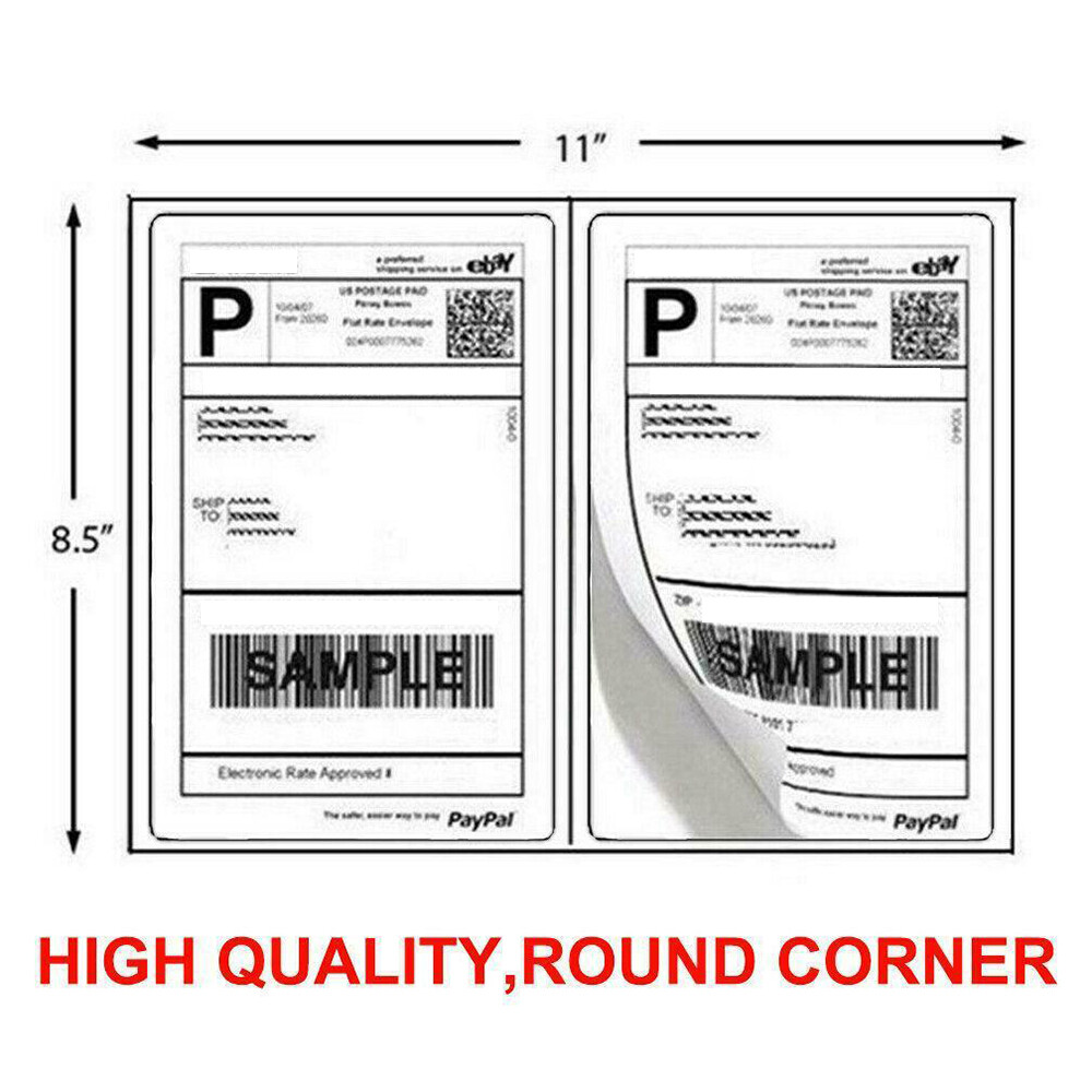 500 Shipping Labels Rounded Corners 2 Per Sheet 8.5 X 11 Self Self Adhesive USA