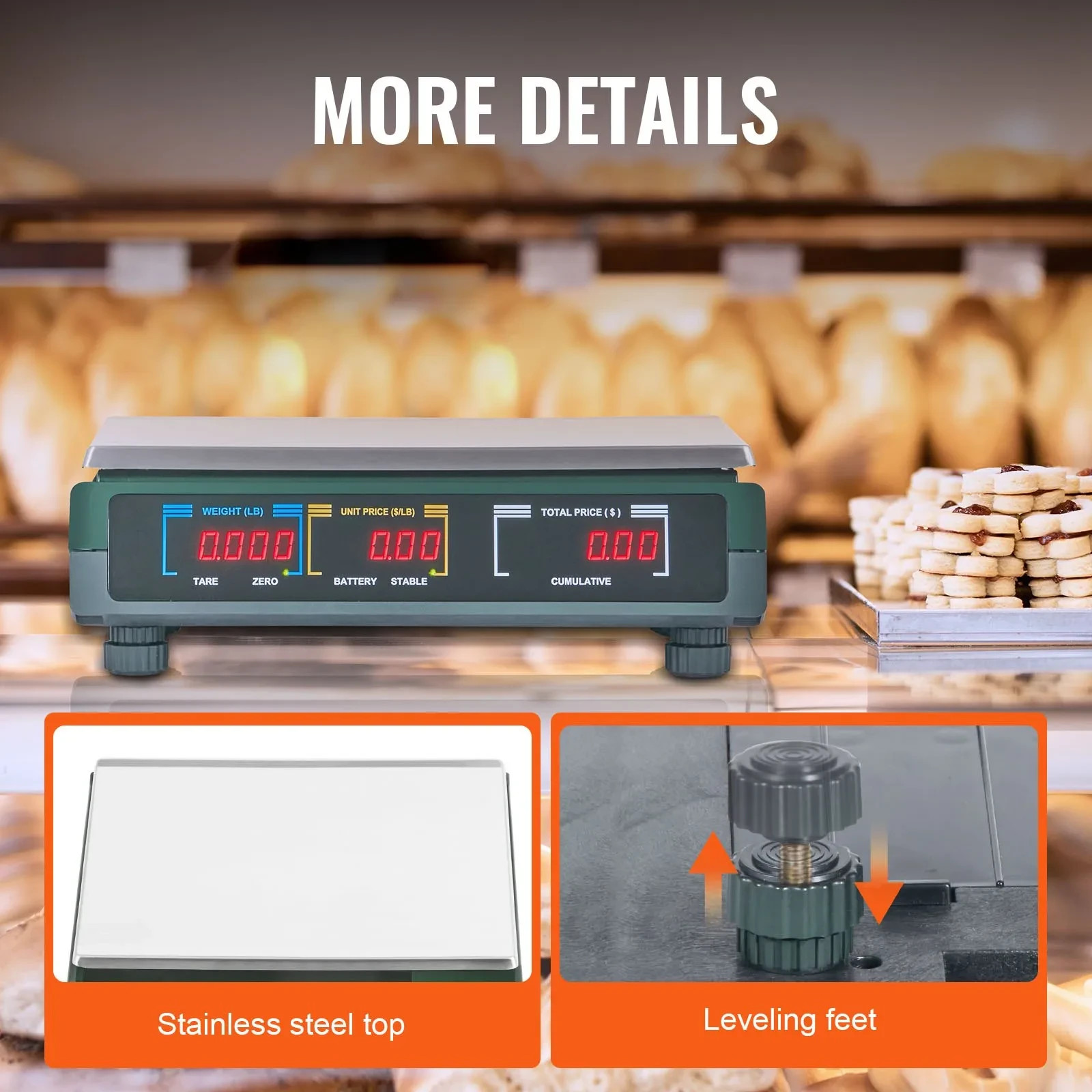 VEVOR 66lb Digital Price Computing Scale LED Deli Food Produce Retail Scale