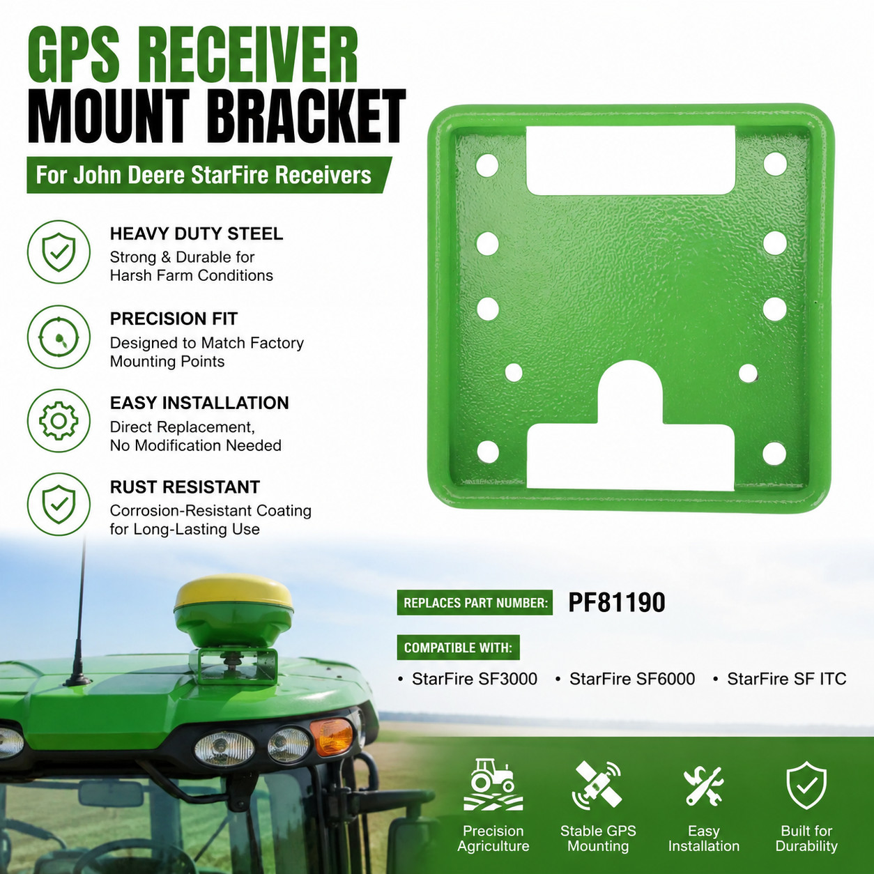 US GPS Receiver Bracket For John Deere Starfire SF3000 PF81190 Adapter Holder