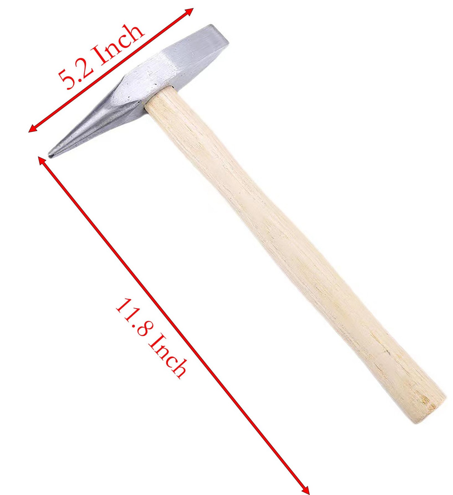 10.6 OZ Forged Steel Welding Hammer, 11.8 Inch Two Head with Wooden Silver