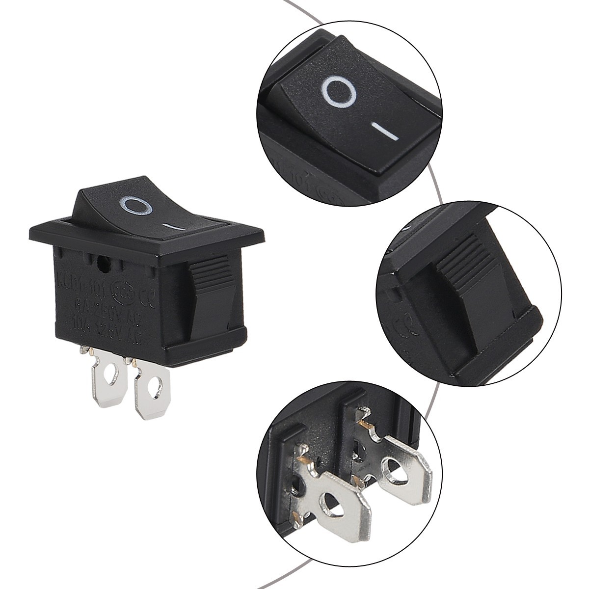 10Pcs Snap-In Rocker Switch ON/OFF 2 Pin SPST 125V 250V Car Boat