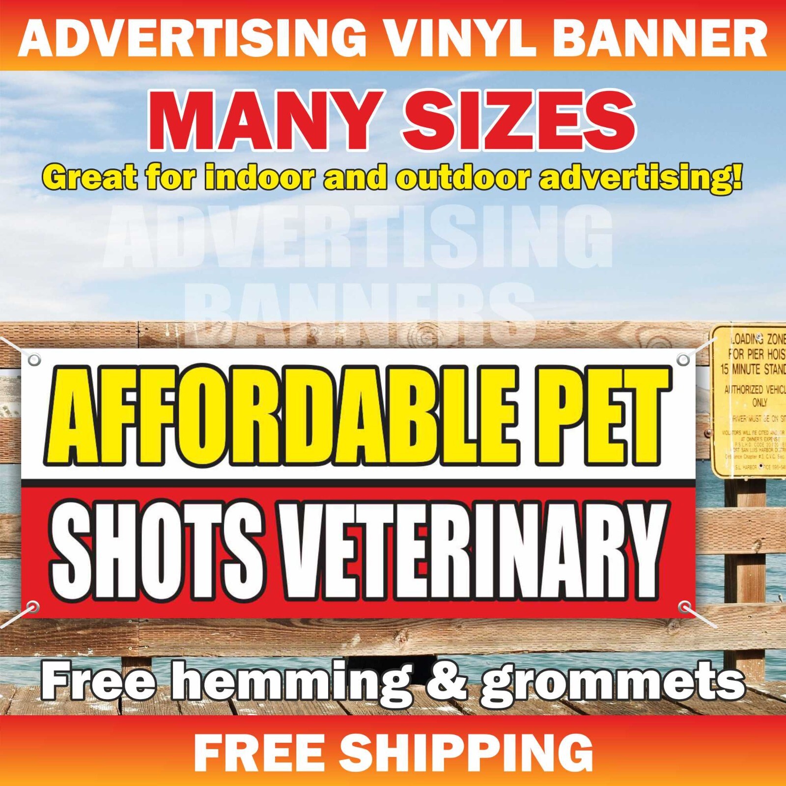 AFFORDABLE PET SHOTS VETERINARY Advertising Banner Vinyl Mesh Sign Clinic Doctor