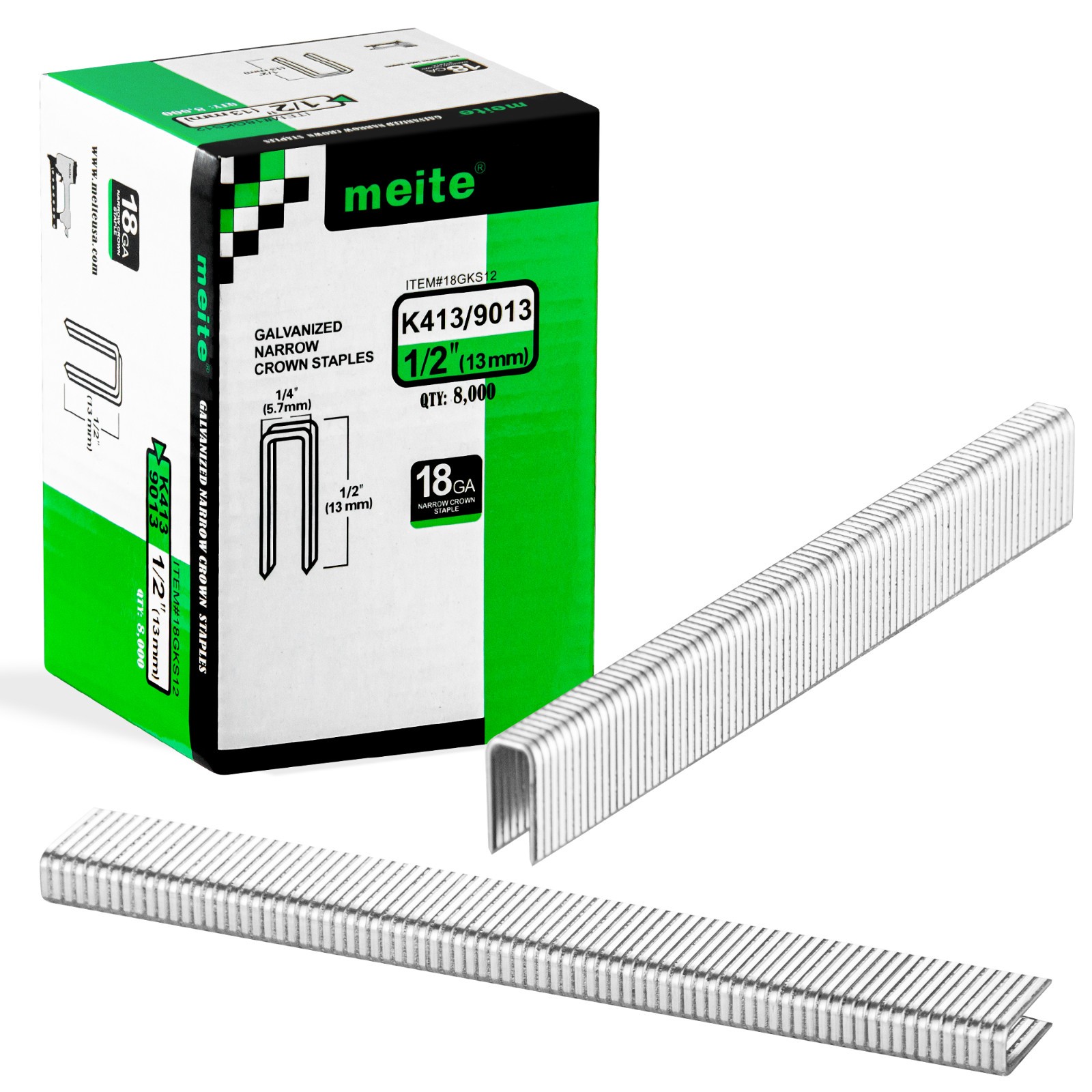 meite 18 Gauge 1/4″ Narrow Crown Staples 1/2″ to 1-1/2″ Length Heavy Duty Staple
