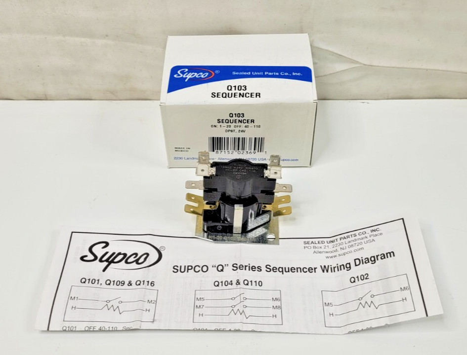Supco Q103 DPDT 24V Heat Sequencer – 24A34-3, 32244, 33844, HS24A343, 611-244