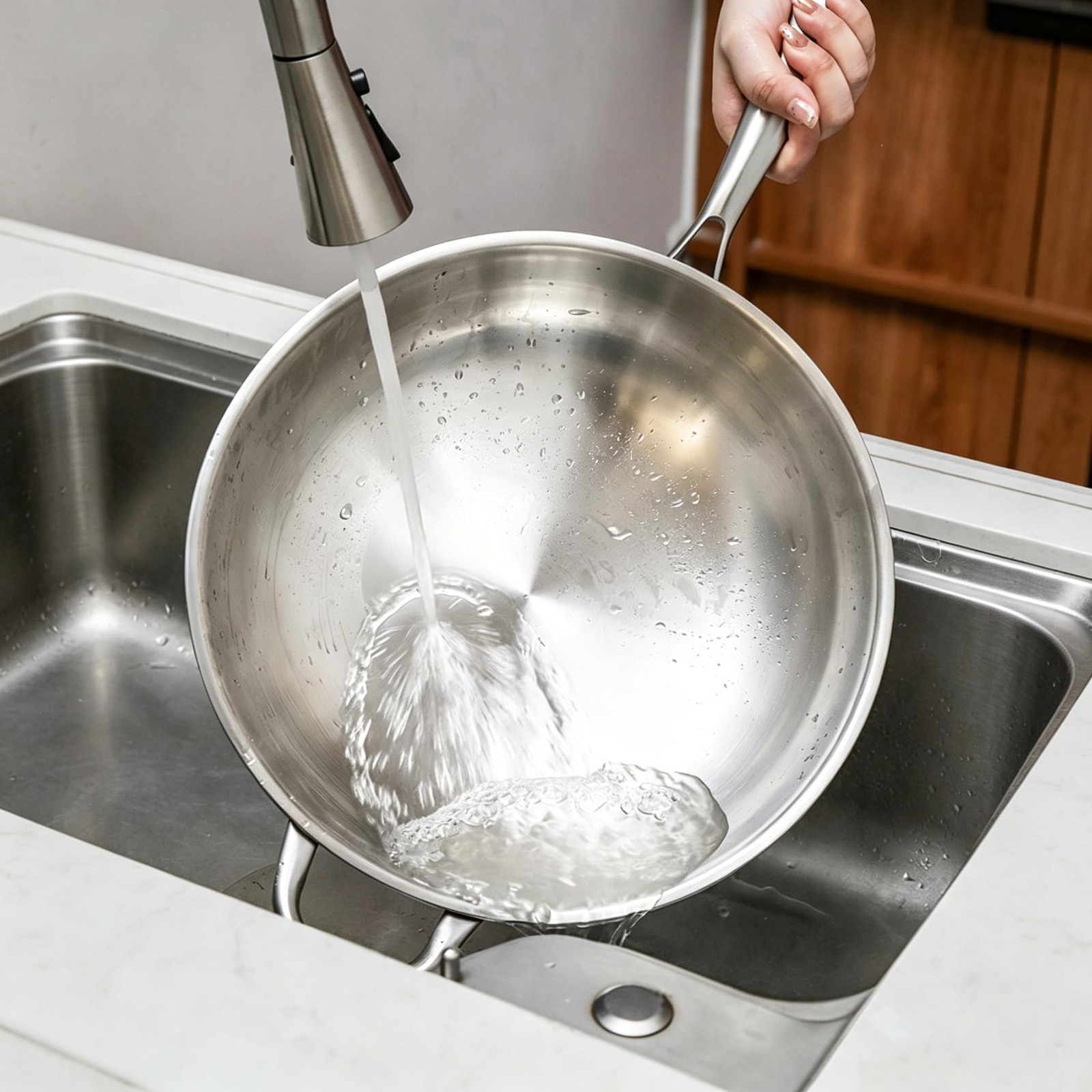 Firequince 13 Inch Stainless Steel 316 Wok Lid Stir-Fry Pans Dishwasher And