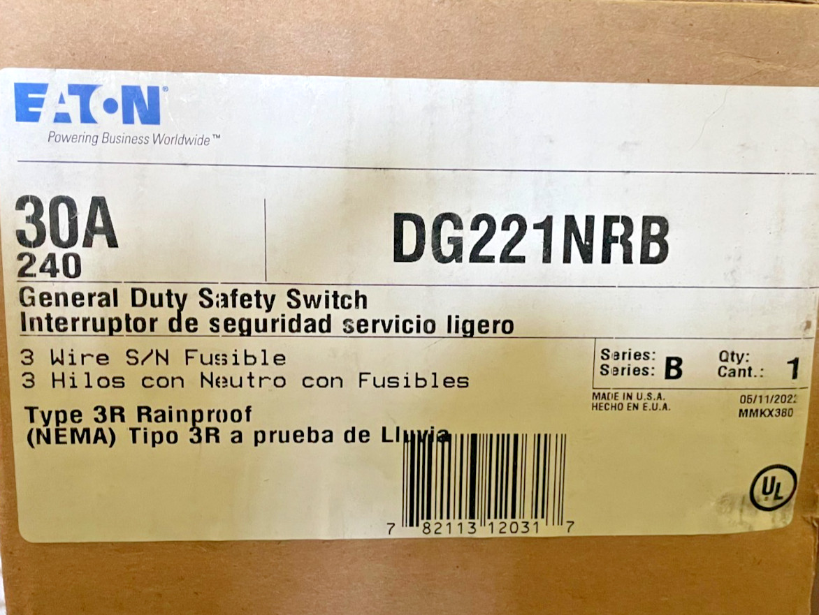 EATON RAINPROOF 30A 240 DG221NRB NEW IN FACTORY BOX