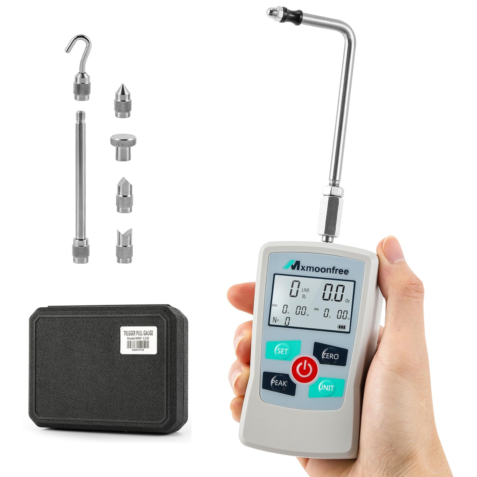 12LB Trigger Pull Gauge Digital Force Gauge, Data Storage for MAX/MIN/AVG Val…