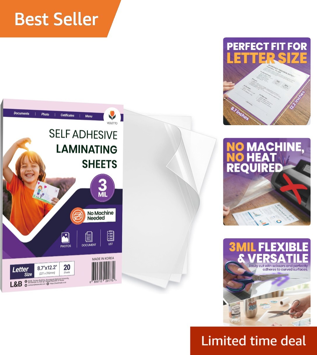 Versatile 20 Pack Cold Laminating Sheets, 8.7×12.2 in, 3mil for Easy Protection
