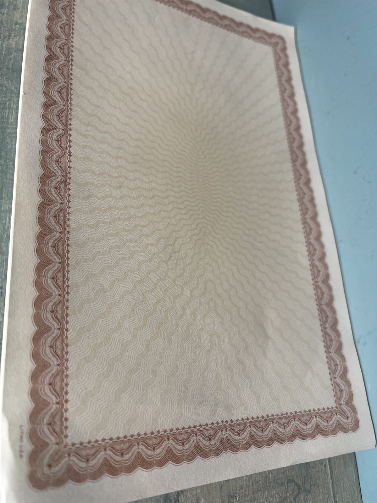 50 Sheets Blank Certificate Paper unique size 8.5” By 5 3/8” Brown Border 519￼