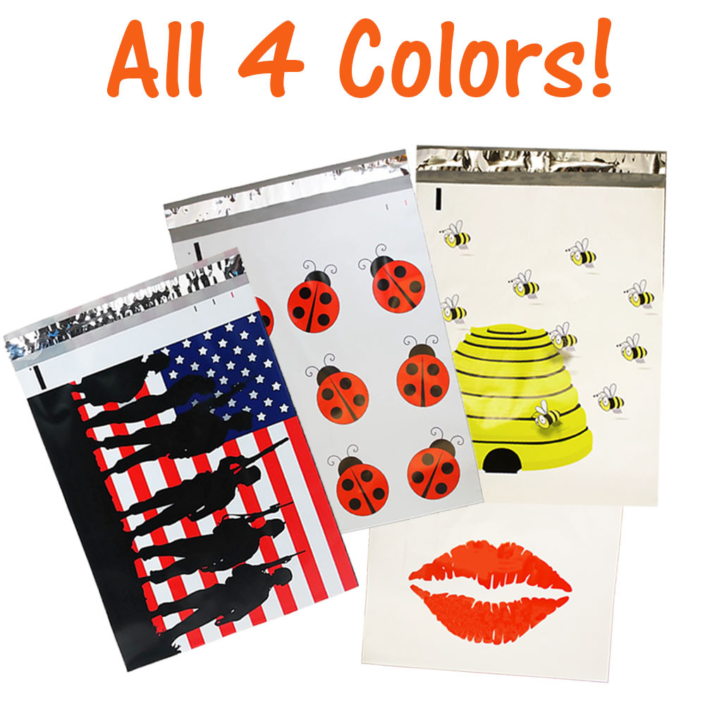 10×13 Poly Mailers, Bees, Flag, Lips, Bugs,Quality Flat Shipping Envelopes Bags!