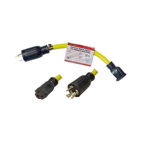 12 Ga Male Twist Lock to Female 120V Plug Power Cord Adaptor Extension Pigtail