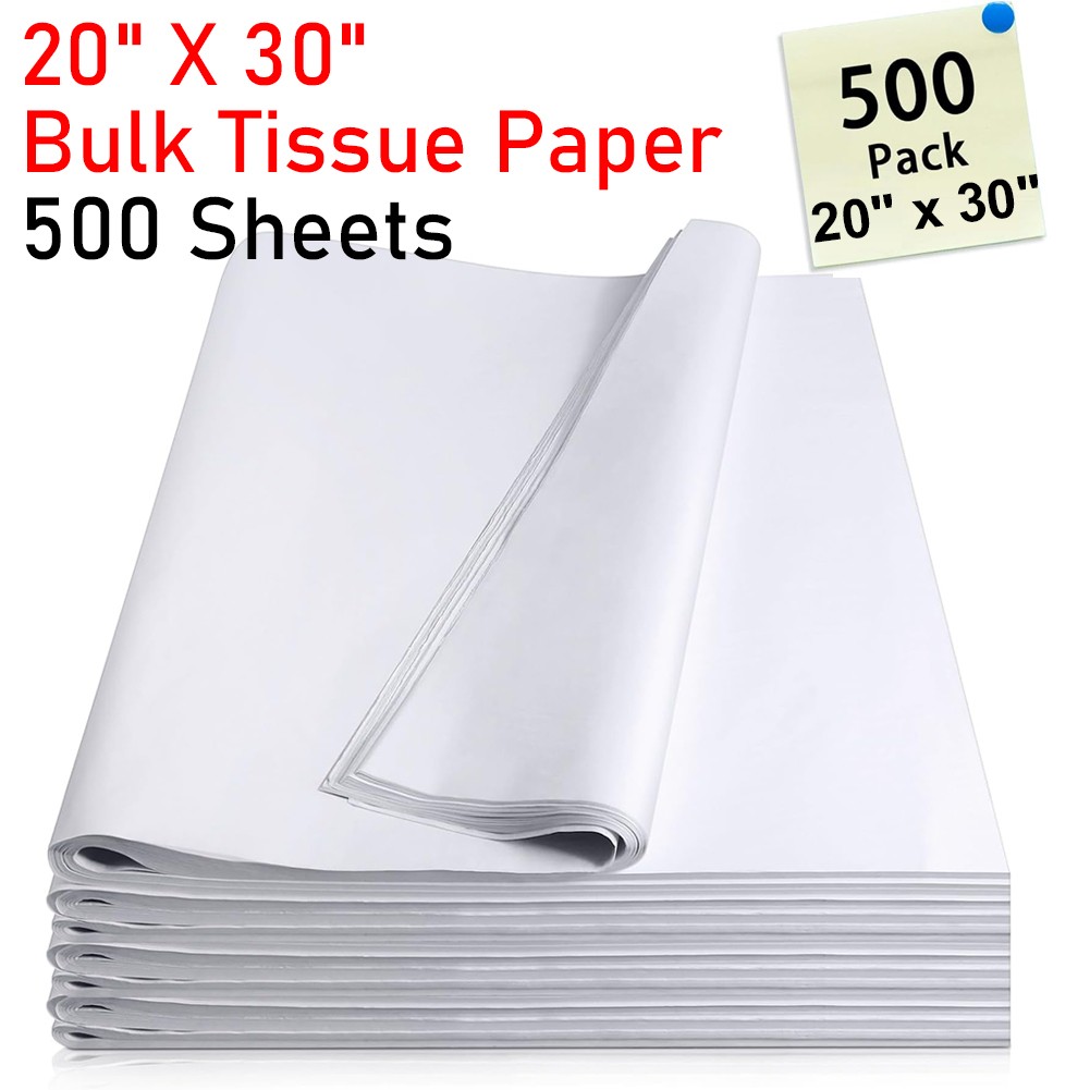 500-Sheets Bulk Premium Gift Wrap Tissue Paper White 20 X 30 For Crafts Gift