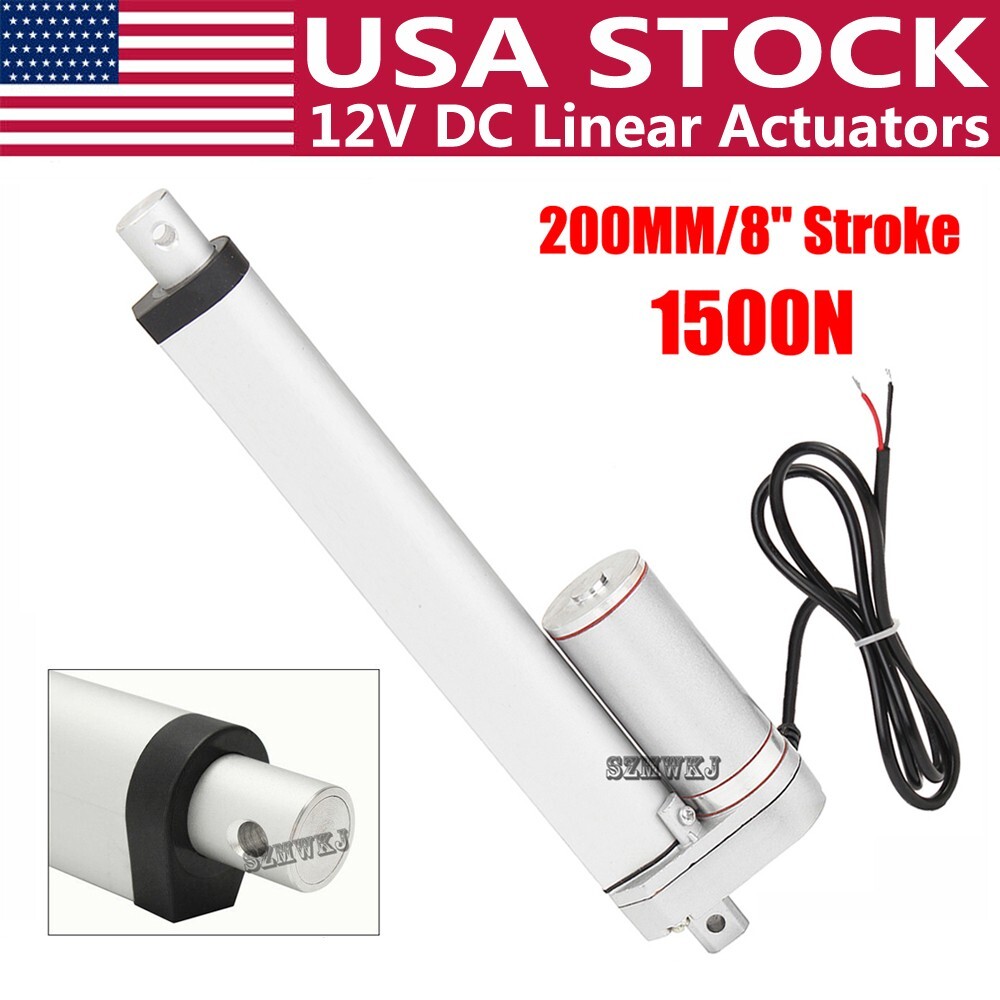 Heavy Duty 8″ Inch Stroke Linear Actuator 1500N/ 330lbs Pound Max Lift 12V Motor