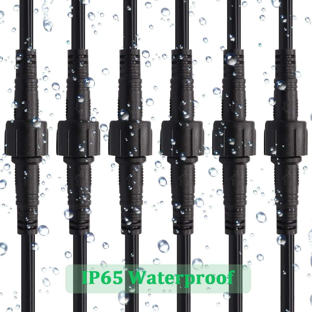 6 Pairs 22AWG 2 Pin Electrical Connector 5.87In/15Cm Wire Waterproof Male Female