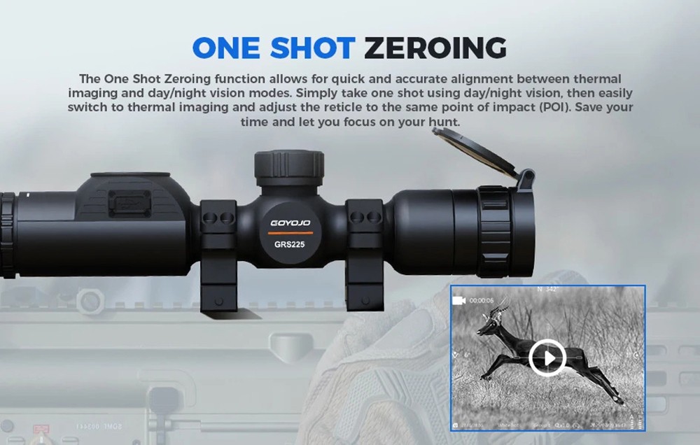 GRS225 Thermal Night Vision Rifle Scope 1x-8x Digital Zoom 25MM One-Shot Zeroing