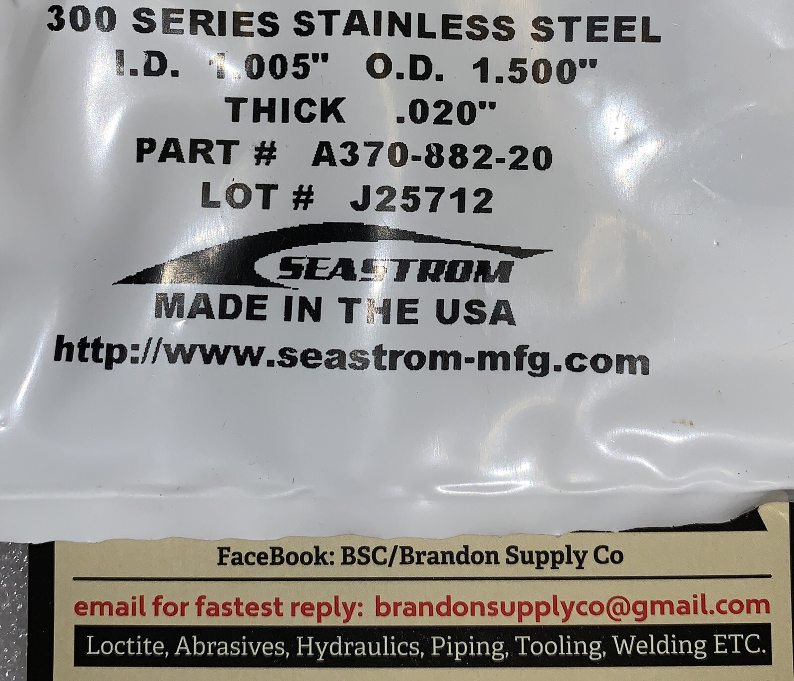 ONE (1) Stainless SS Round Shim I.D: 1.005″ O.D: 1.500″ You Choose Thickness