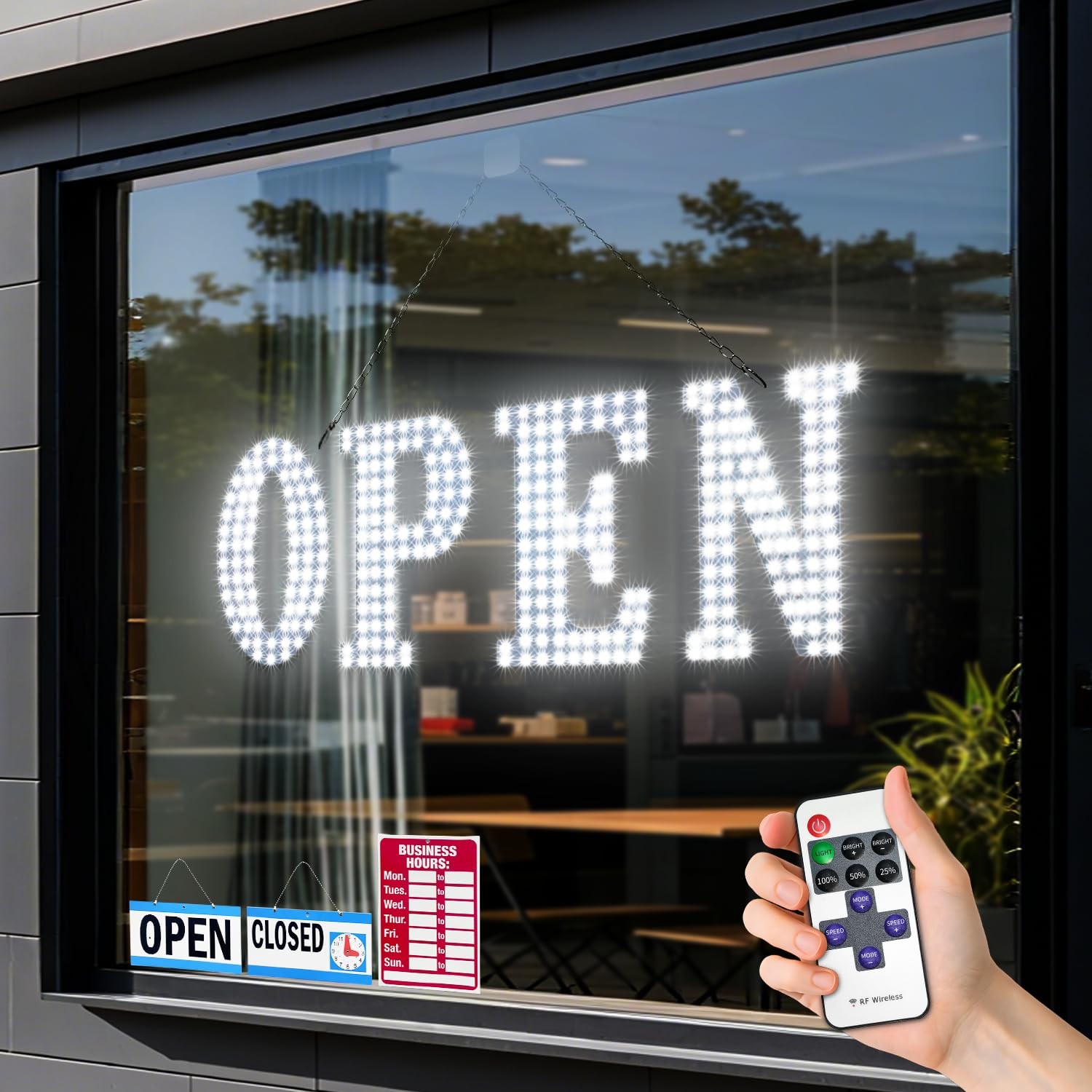 LED Open Signs for Business, 30» x 10″ Large Bright Flashing Open Sign with …
