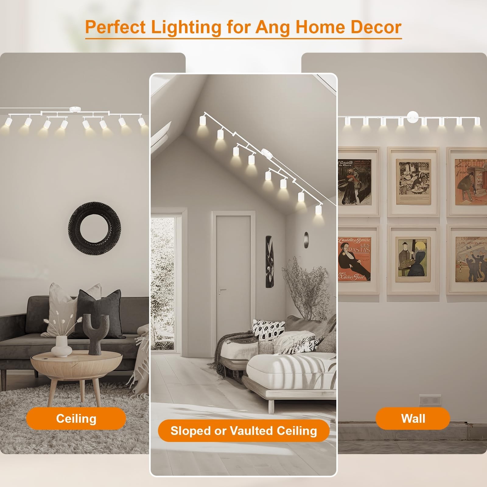 Plug in Track Lighting LED, Track Lighting Fixtures Ceiling, White 8-Light Ki…