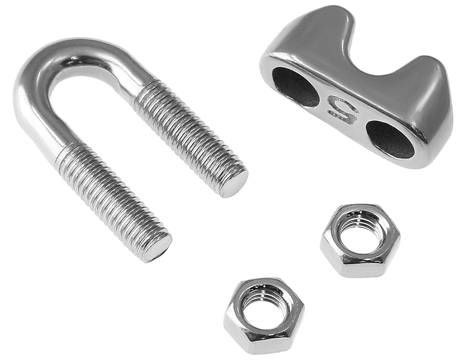 3/16 Inch M5 Stainless Steel Wire Rope Cable Clip Clamp | 12 Pack, U Bolt Saddle