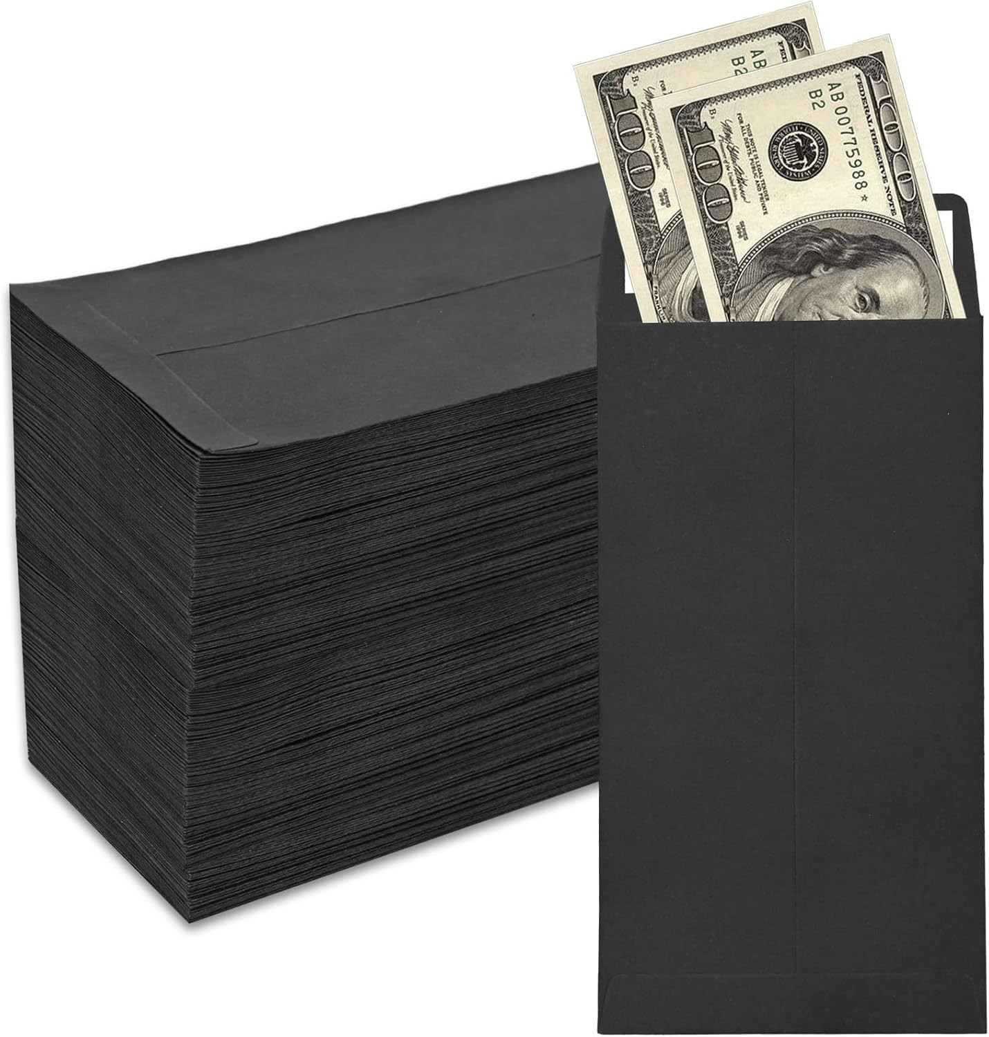 Cash Envelopes – 100 Packs, 3.5×6.5 Inches, Black, Colored, Suitable for Budgets