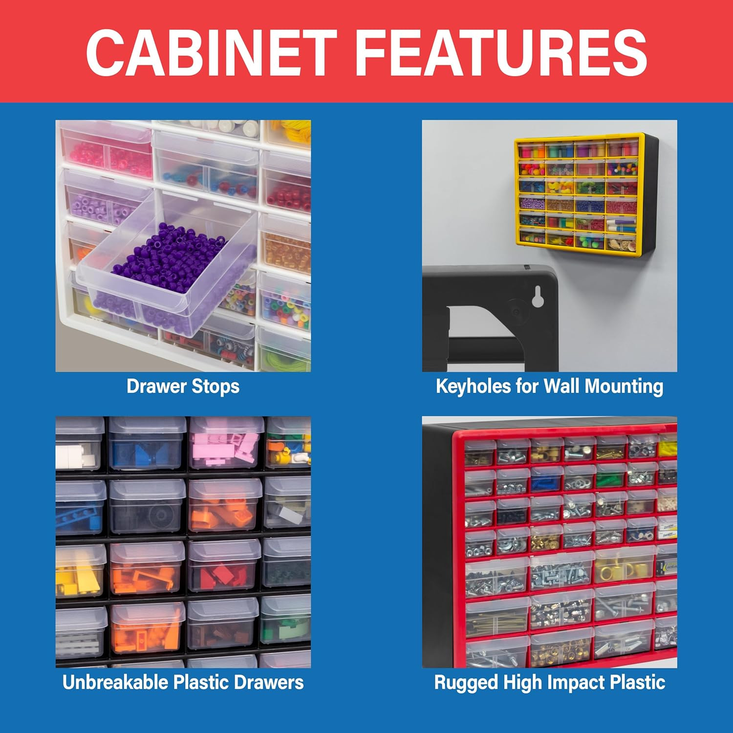 16-Drawer Plastic Storage Cabinet, 10.5″W X 6.5″D X 8.5″H, Black | Plastic Cabin