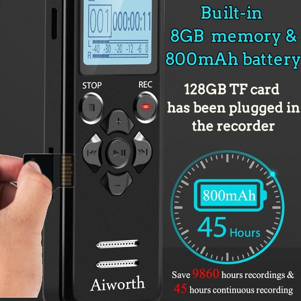 High-Quality Voice Activated Recorder – 1536Kbps Stereo with Password Protection