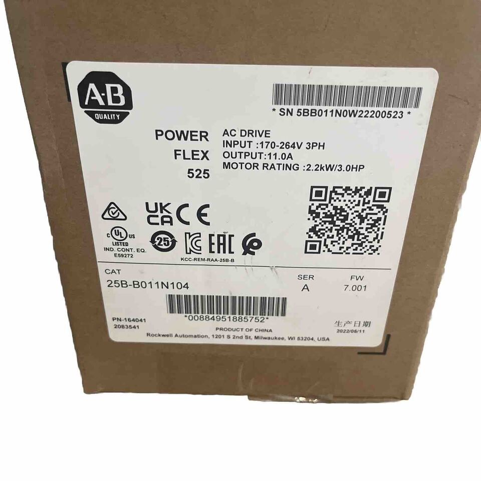 Allen-Bradley 25B-B011N104 PowerFlex 525 2.2kW 3Hp AC Drive 25BB011N104