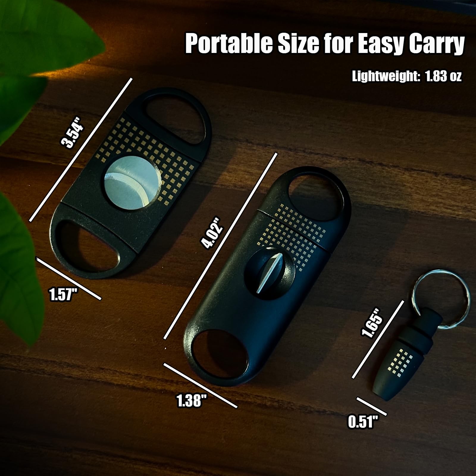 Cigar Cutter Set, with Straight Cutter, Up to 60 Ring Gauge, Black