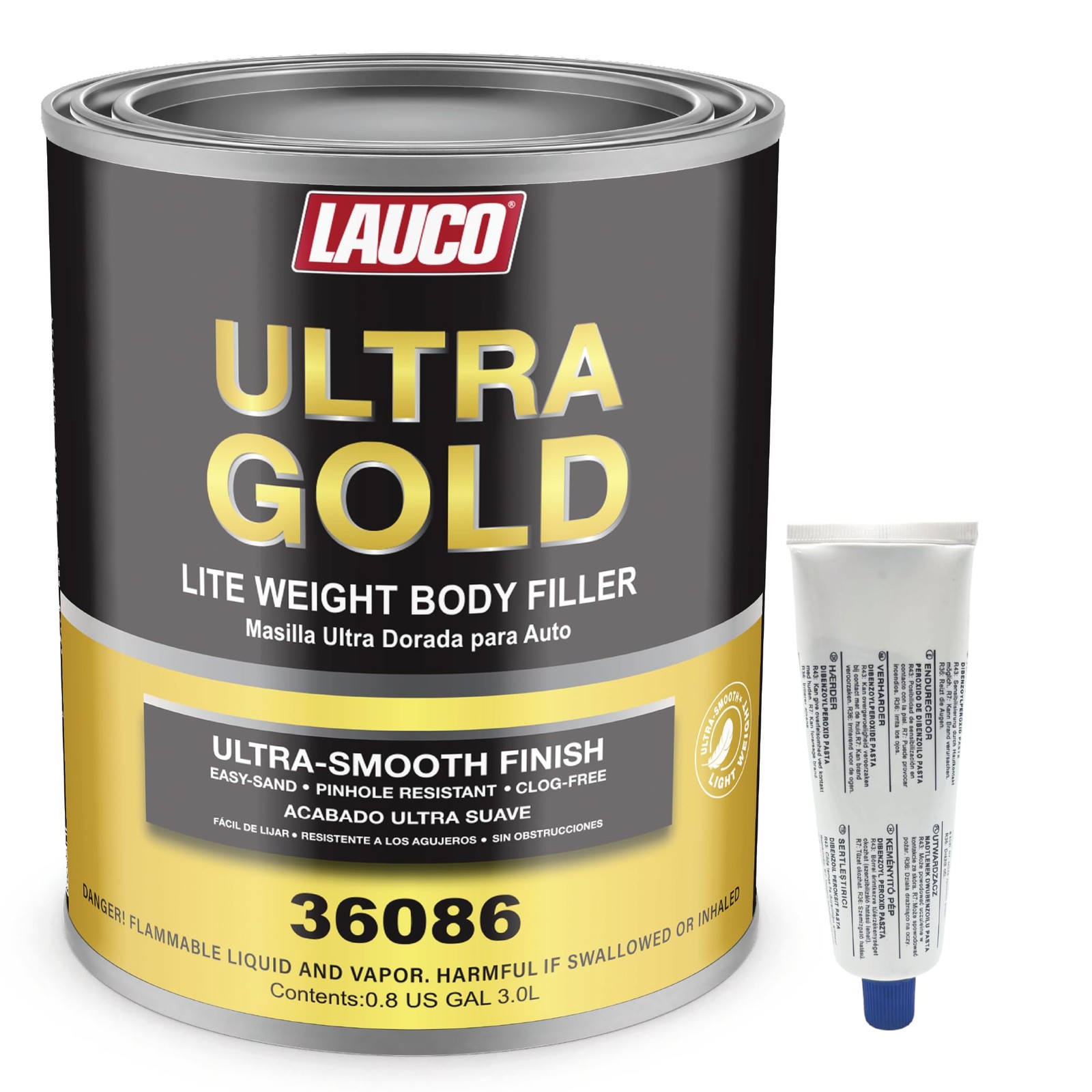 LAUCO Ultra Gold Premium Lightweight Body Filler, Bridges Holes, Water