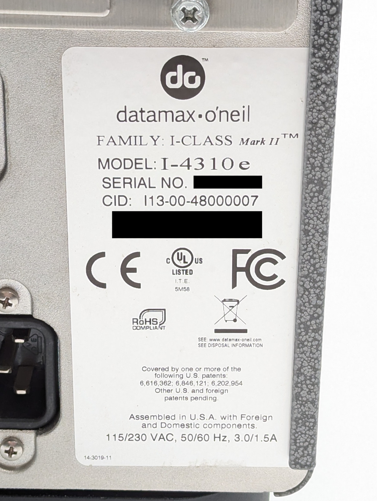 Datamax-O’Neil I-Class Mark II Direct Thermal Label Printer (I-4310e) Gray