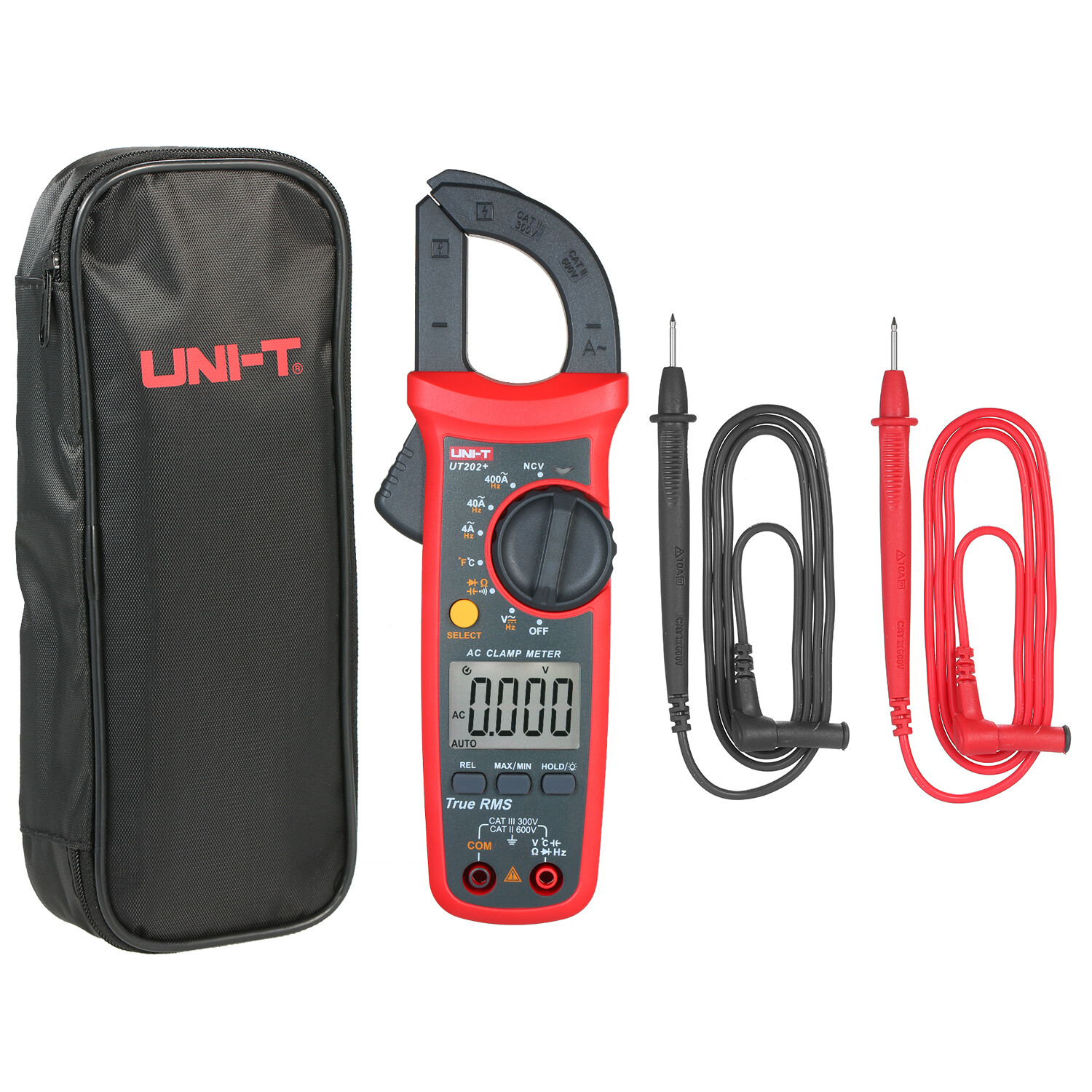 UNI-T UT202+ T-RMS Digital Clamp Meter AC DC NCV Multimeter OHM Cap Temp Tester