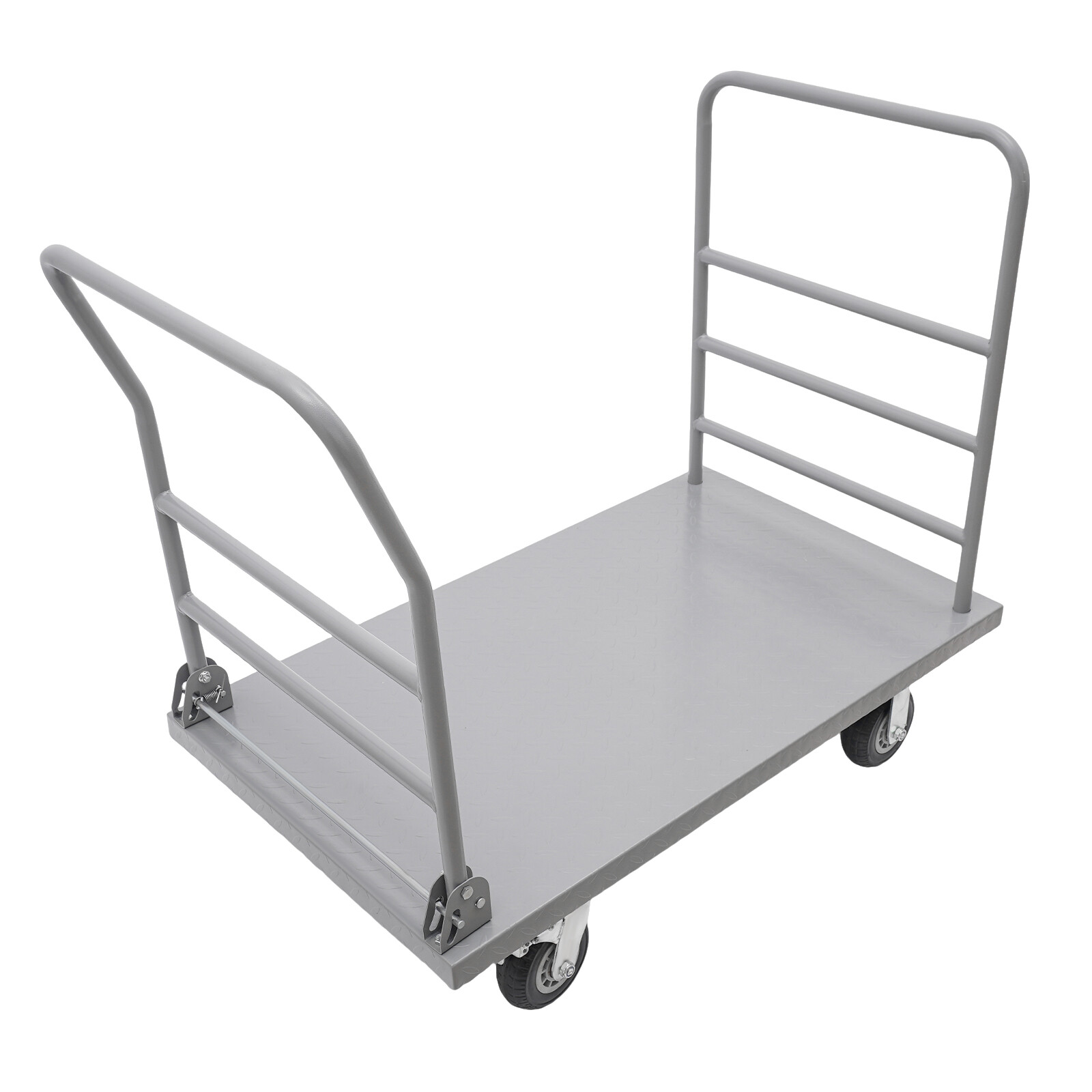 Platform Truck Cart, Heavy Duty Push Cart 2000LB with Detachable Rear Guardrail