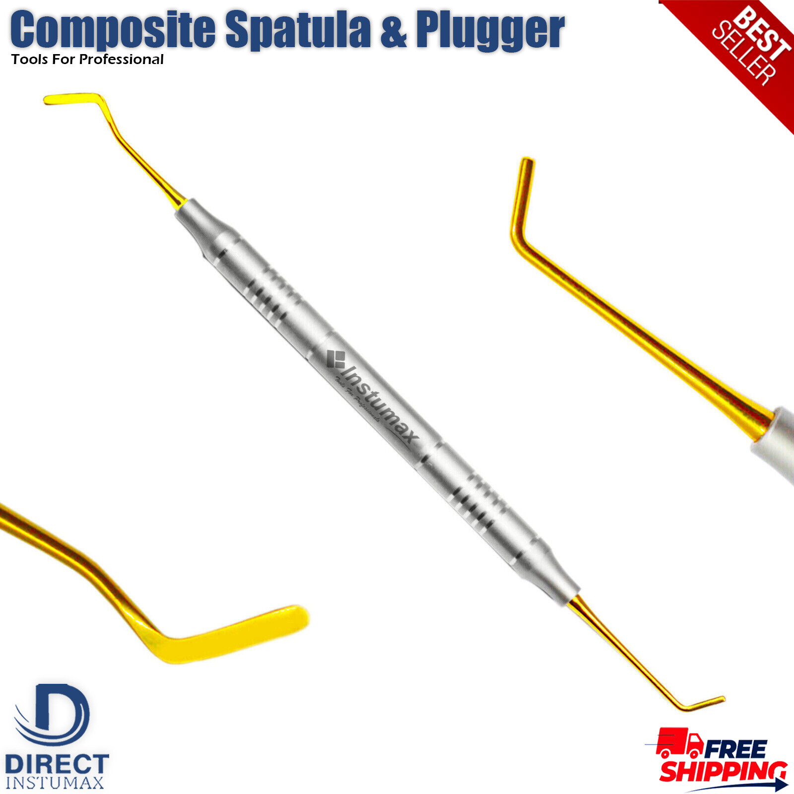 Composite Filling Dental Instruments Spatula & Plugger Titanium Gold Tips