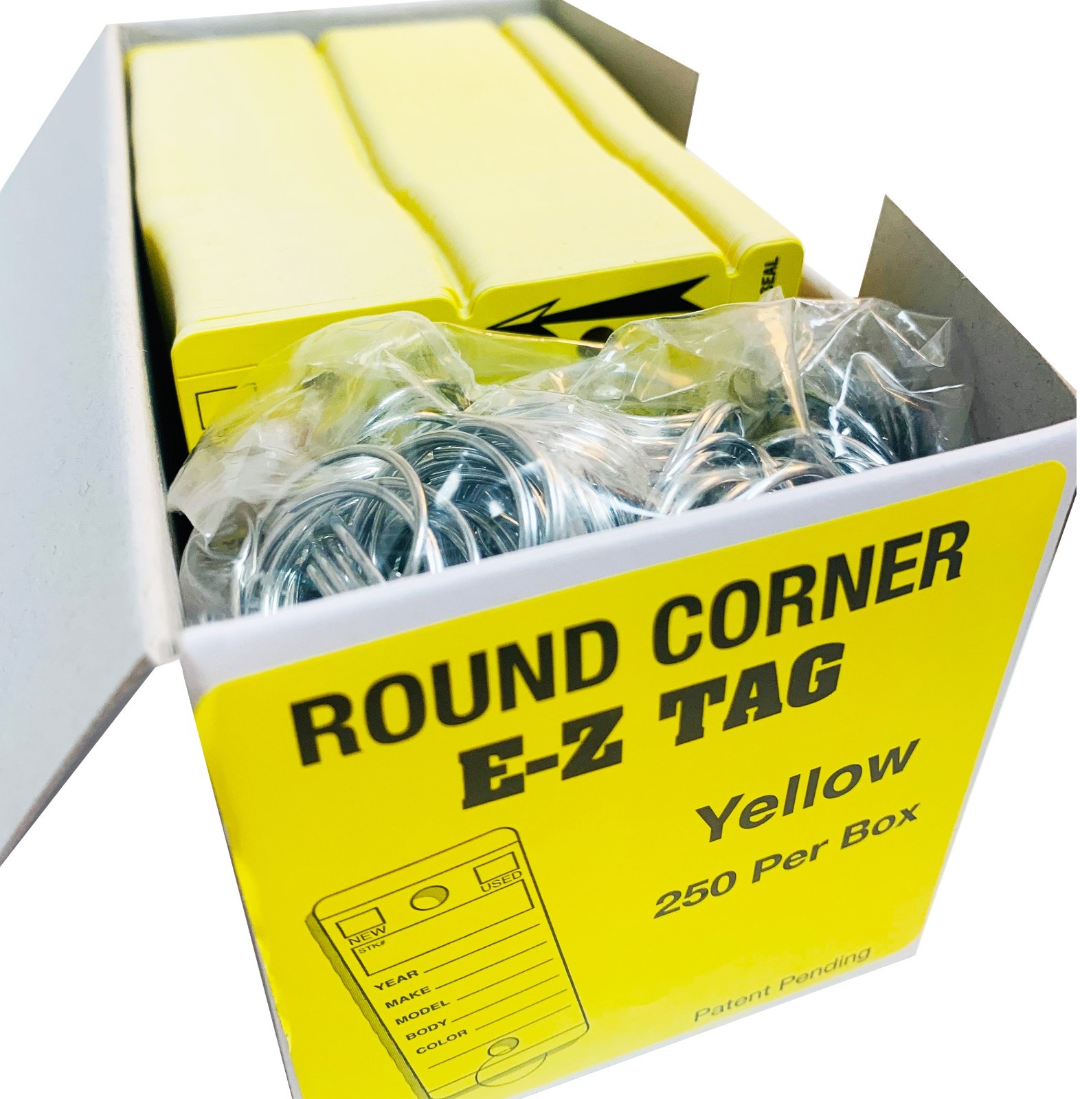 CarBowz Round Corner Dealer Key Tags Self Laminating Yellow