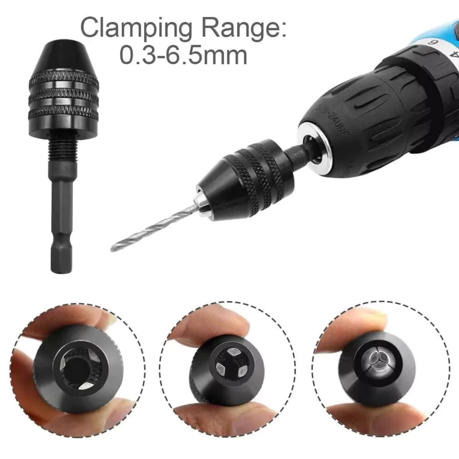 4x 1/4″Hex Shank Keyless Chuck Adapter Drill Bit Quick Change Driver Converter