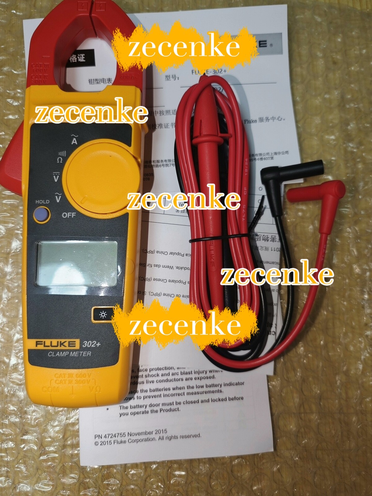 1 pcs Fluke 302+ AC Current AC/DC Voltage Digital Clamp Meter with Carrying Case