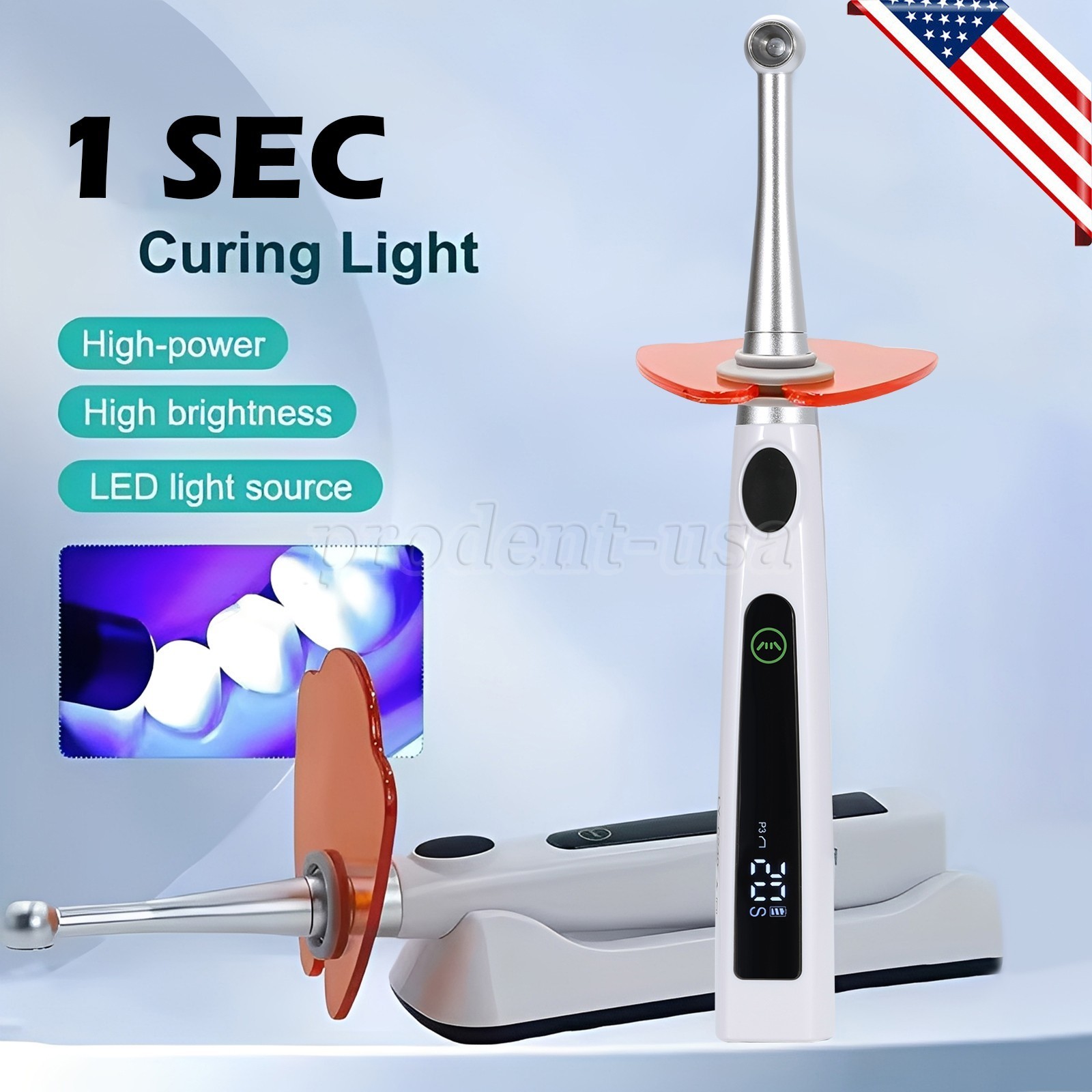 Dental Cordless LED Light Cure Lamp Metal Head 1S LED Curing Light Photopolymer