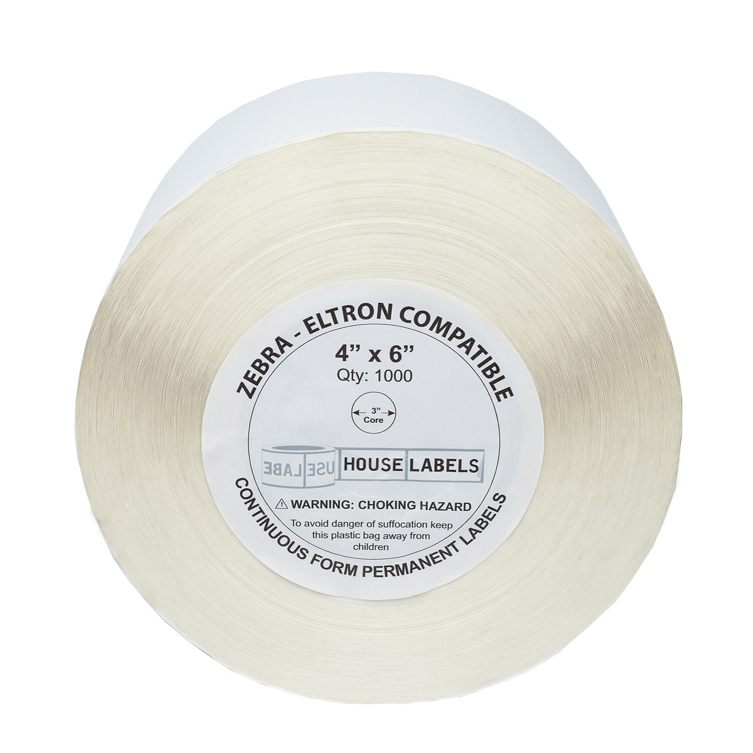 ZEBRA 4×6 (4″ x 6″) Direct Thermal Labels – 3″ Inch Core – (1) Roll of 1000