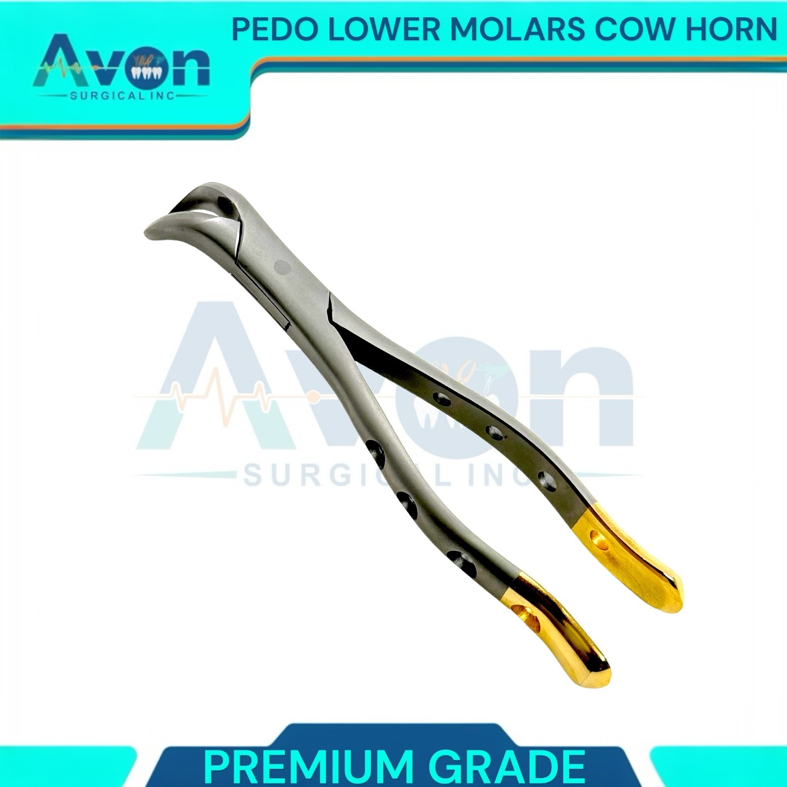 23S Pediatric Lower Molar Extraction Pliers, Cow Horn Beak, Perforated Handle 1x
