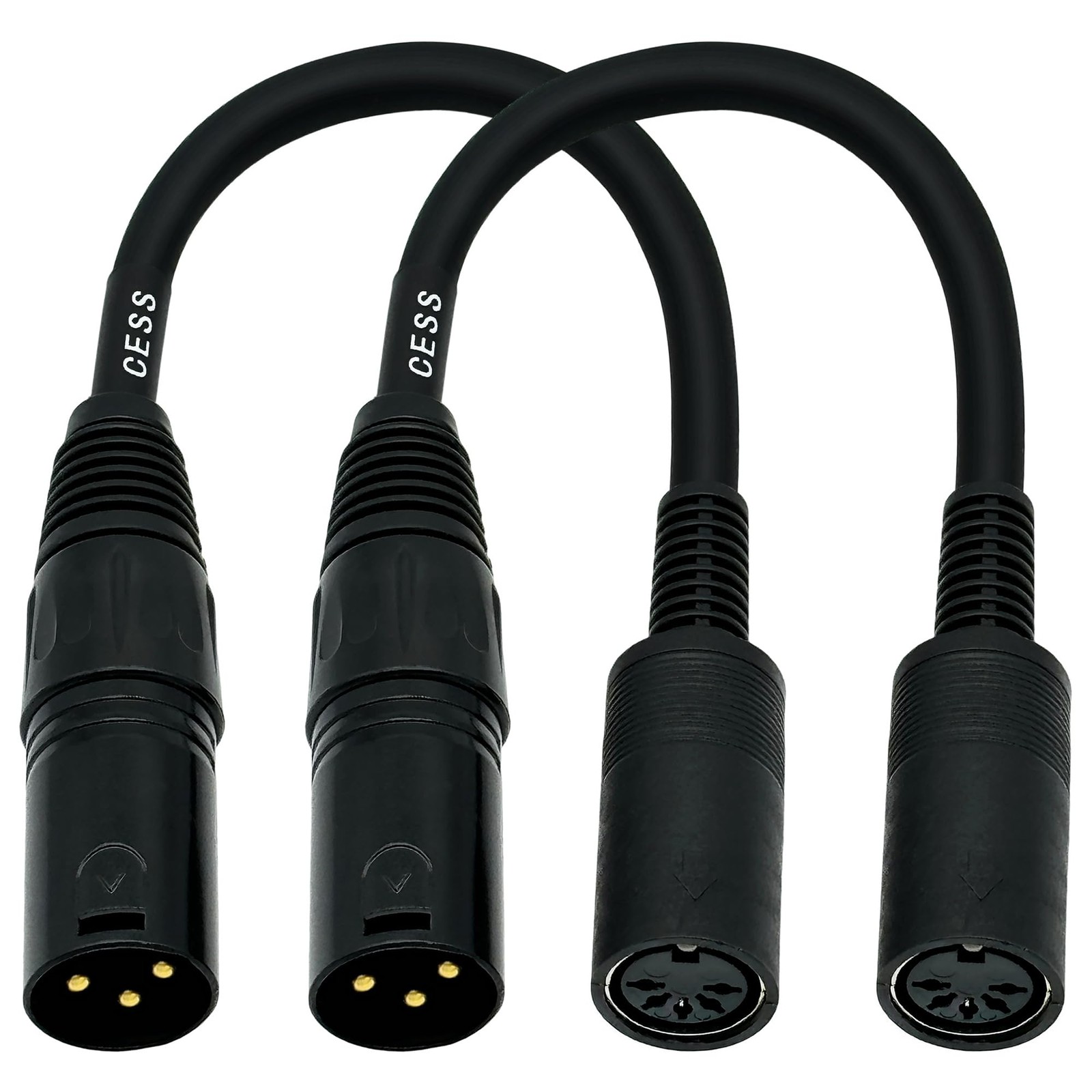 CESS-279 DIN 5-Pin MIDI Female to XLR 3-Pin Male Adapter Cable – 6 Inch Conve…