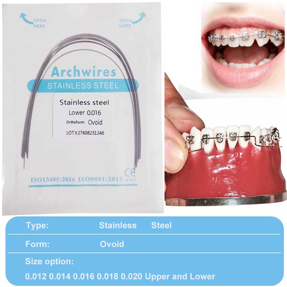Dental Orthodontic Stainless Steel Round Arch Wire Ovoid Form 50 packs