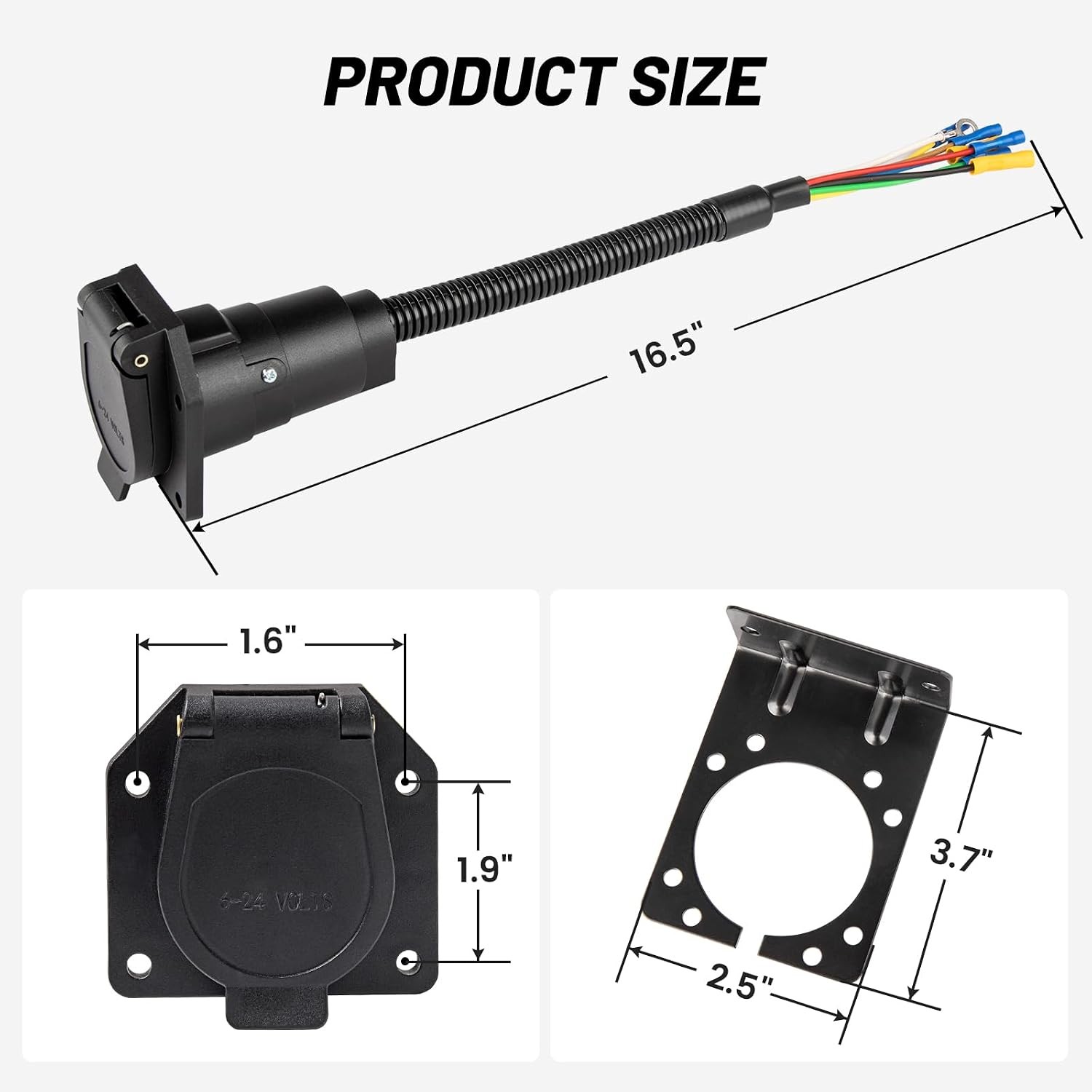 MECMO 7 Way RV Trailer Light Connector Socket 7 Pin Wire Electrical Trailer Adap