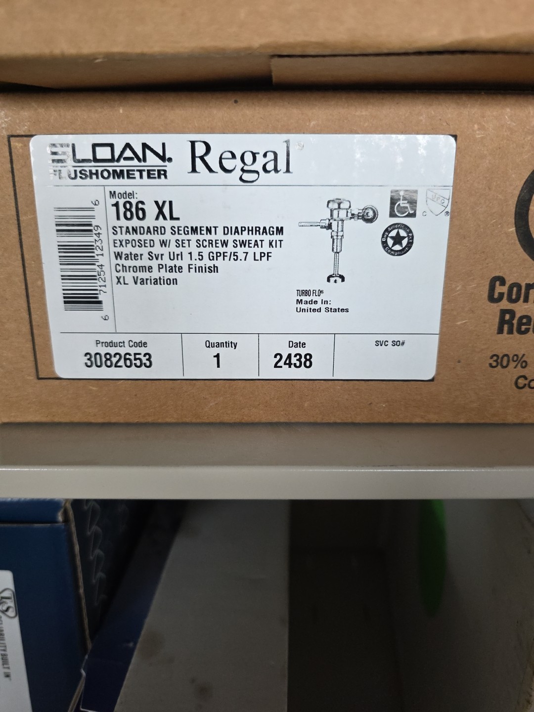Sloan 3082653 Regal XL Single Manual Flush Valve for Urinal 1.5 GPF